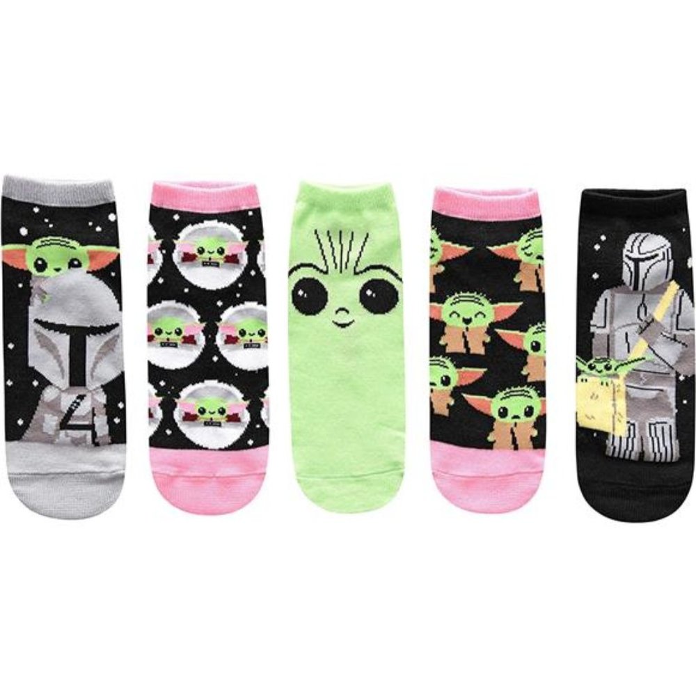 STAR WARS Baby Yoda and Mando The Mandalorian Juniors/Womens 5 Pack Ankle Socks
